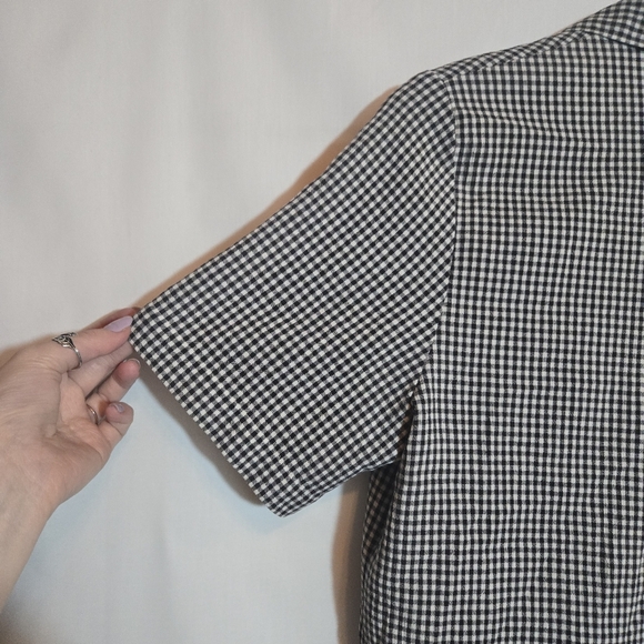 Vintage Allison Daley Gingham Embroidered Cotton Blend Collared Shirt Small - Picture 8 of 9